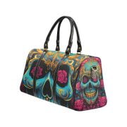 Blue Sugarskull Flowers Travel Bag Left