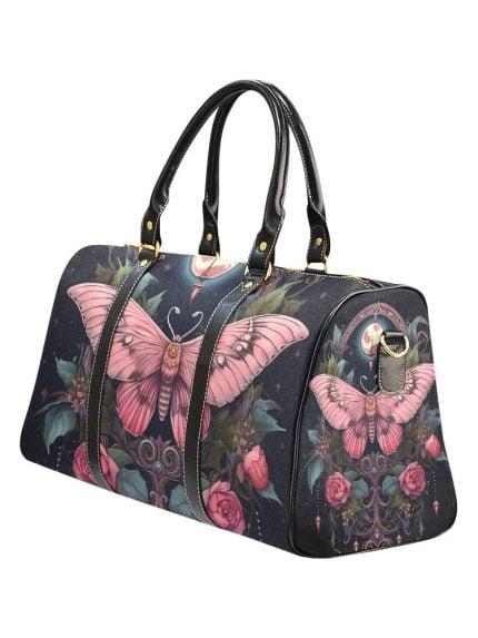 Pink Butterfly Fantasy Art Travel Bag Left