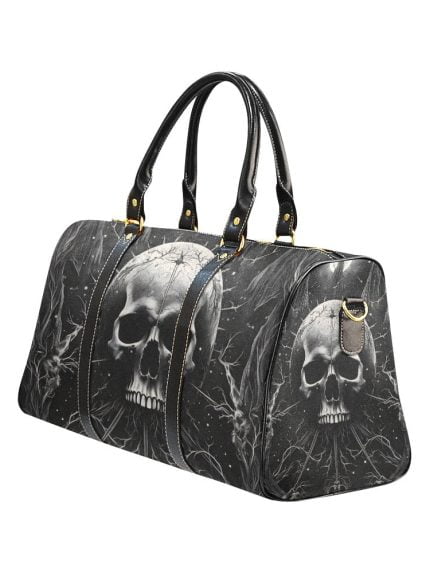 Black Skull Dark Art Travel Bag Left