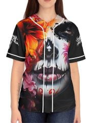 Flower La Catrina Skull Woman Baseball Jersey Front