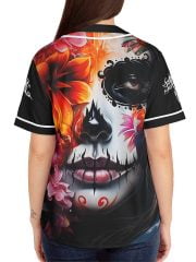 Flower La Catrina Skull Woman Baseball Jersey Back