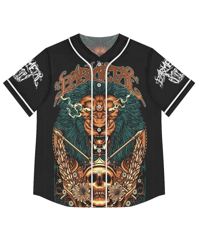 Woman Gold Lion Skull Baseball Jersey Front