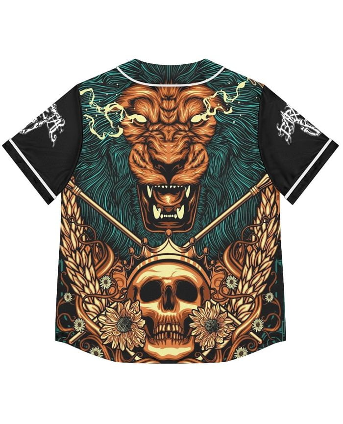 Woman Gold Lion Skull Baseball Jersey Back