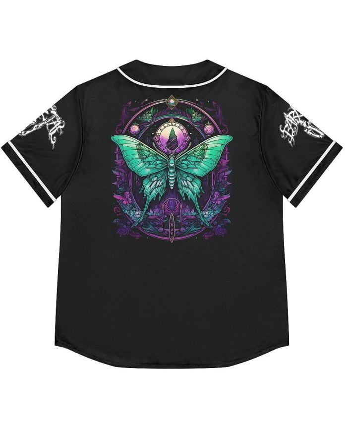 Woman Fantasy Green Butterfly Baseball Jersey Back