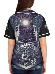 Woman La Catrina Mexican Art Baseball Jersey on a Model Back