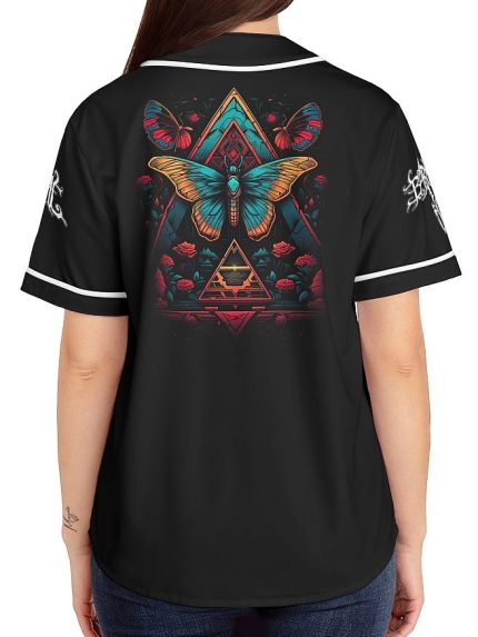 Pyramid Butterfly Woman Baseball Jersey Back