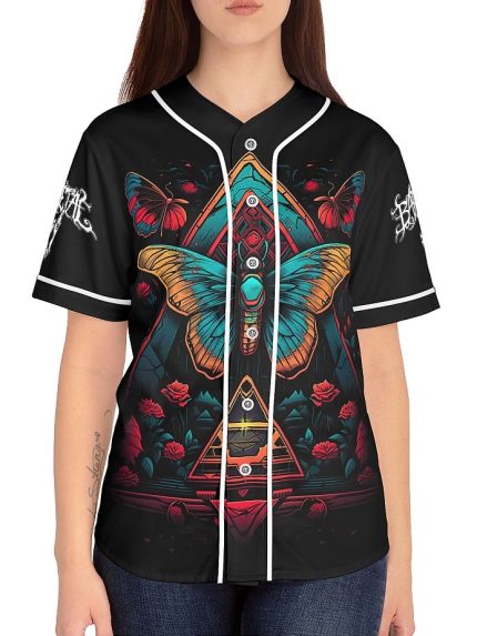 Pyramid Butterfly Woman Baseball Jersey Front