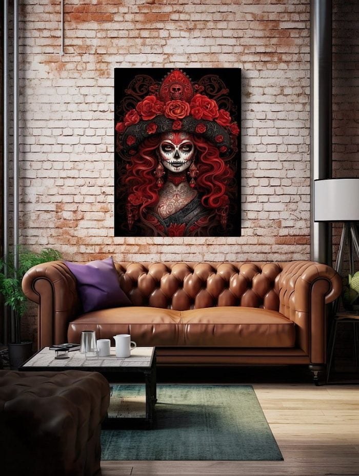 Canvas La Catrina Red Roses Living Room