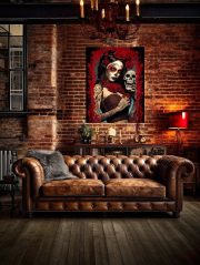 Red La Catrina Skull Canvas Loft