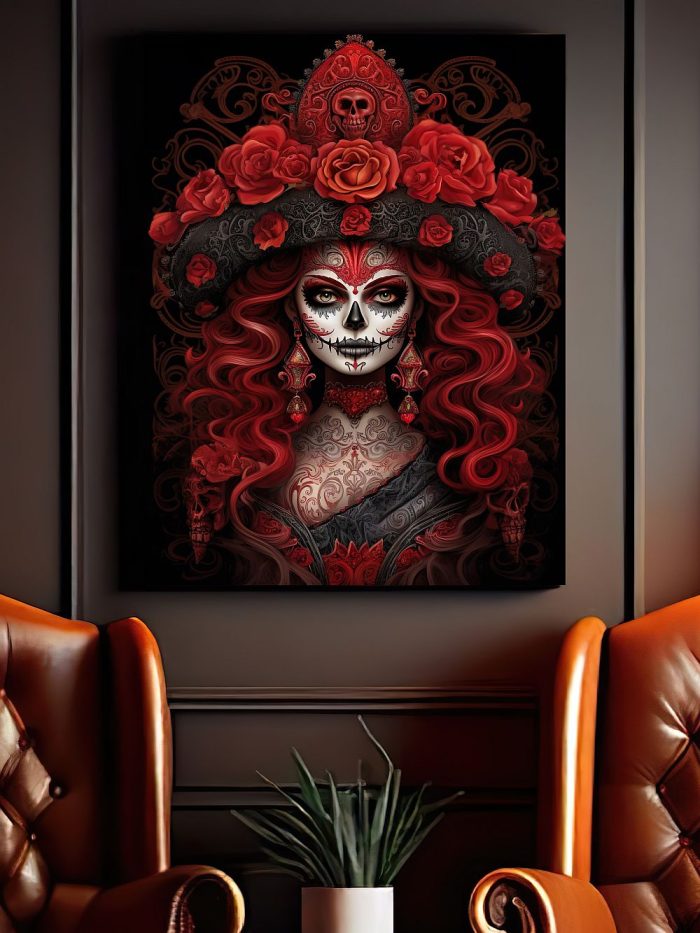 Canvas La Catrina Red Roses Smoker Lounge