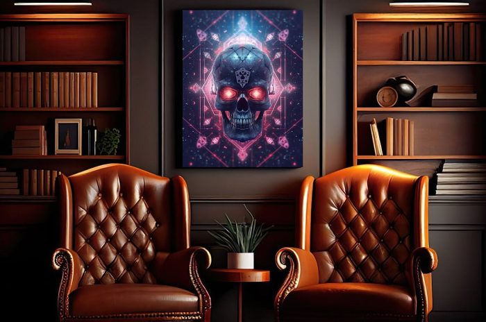 Canvas Cyberskull Futuristic Smoker Lounge