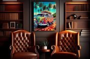 Canvas VW Bus T1 Tropical Summer Smoker Lounge