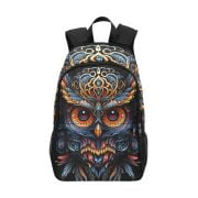 Blue Owl Skull Tattoo Art Backpack Front