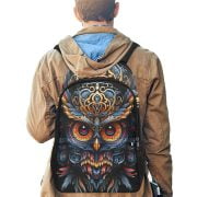 Blue Owl Skull Tattoo Art Backpack Men