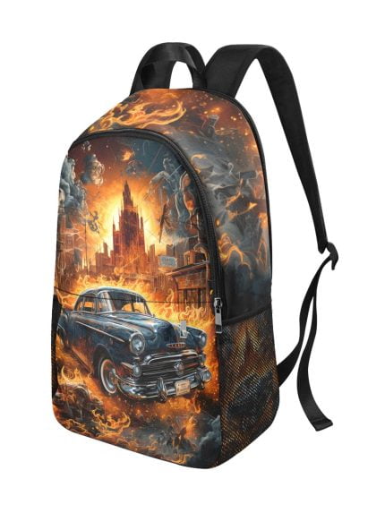 Backpack Burning American Car Tattoo Art Backpack side