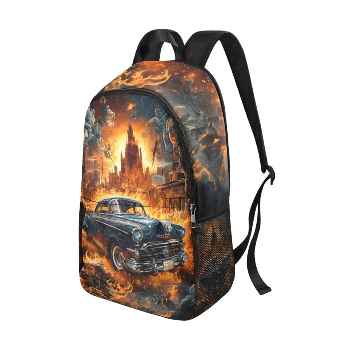 Backpack Burning American Car Tattoo Art Backpack side