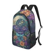 Backpack Butterfly Skull Flower, Skull and Butterfly Tattoo Art Backpack Side