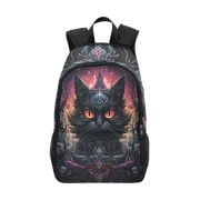 Evil Black Cat Tattoo Art Backpack Front