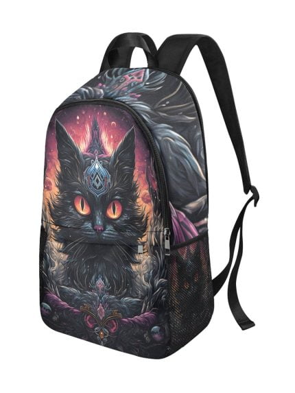 Evil Black Cat Tattoo Art Backpack Side