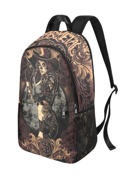 Cowgirl La Catrina Dia De Los Muertos Tattoo Art Backpack Side