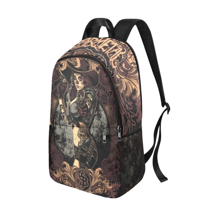 Cowgirl La Catrina Dia De Los Muertos Tattoo Art Backpack Side