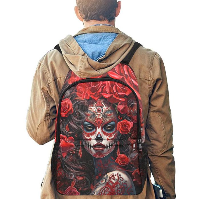 Roses La Catrina Dia De Los Muertos Tattoo Art Backpack Men