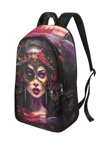 Futuristic La Catrina Tattoo Art Backpack Side