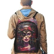 Futuristic La Catrina Tattoo Art Backpack Men