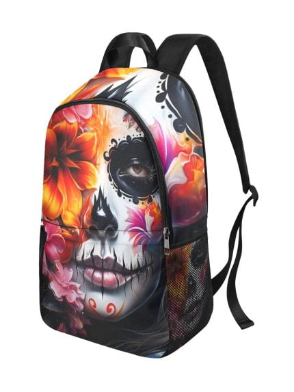 Flower La Catrina Dia de los Muertos Tattoo Art Backpack side