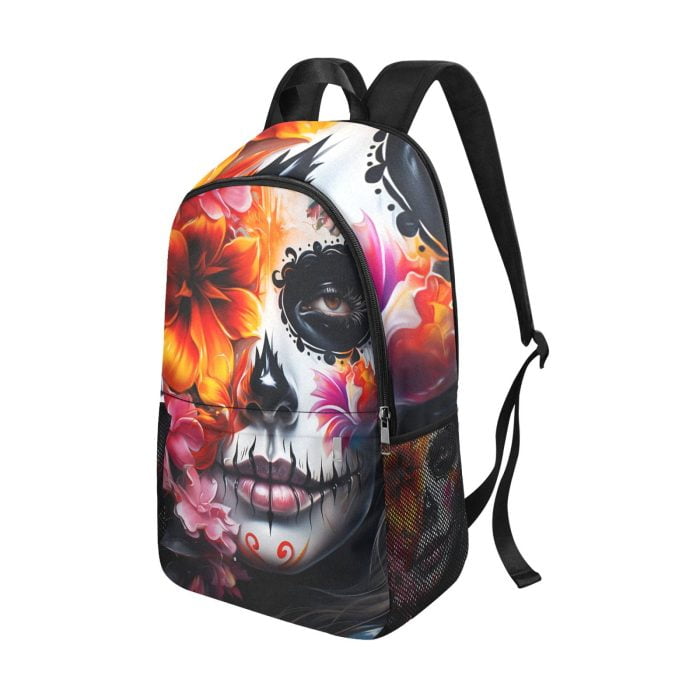 Flower La Catrina Dia de los Muertos Tattoo Art Backpack side