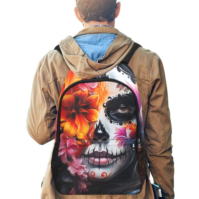 Flower La Catrina Dia de los Muertos Tattoo Art Backpack Men