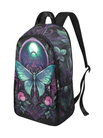 Green Butterfly Tattoo Art Backpack Side