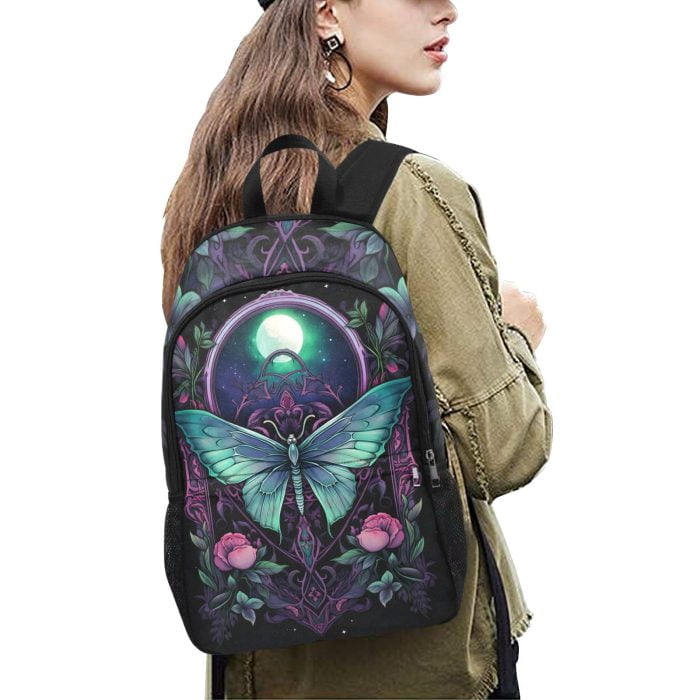 Green Butterfly Tattoo Art Backpack Woman