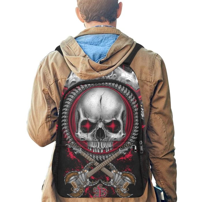 Skull Chainsaw Steampunk Tattoo Art Backpack Metal Men