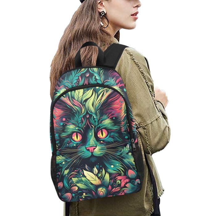 Green Mushroom Cat Backpack Woman