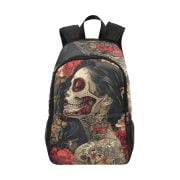 Red La Catrina Tattoo Art Backpack Front