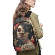 Red La Catrina Tattoo Art Backpack Woman