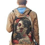 Red La Catrina Tattoo Art Backpack Men