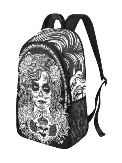 Secret Key Black White Tattoo Art Backpack Side