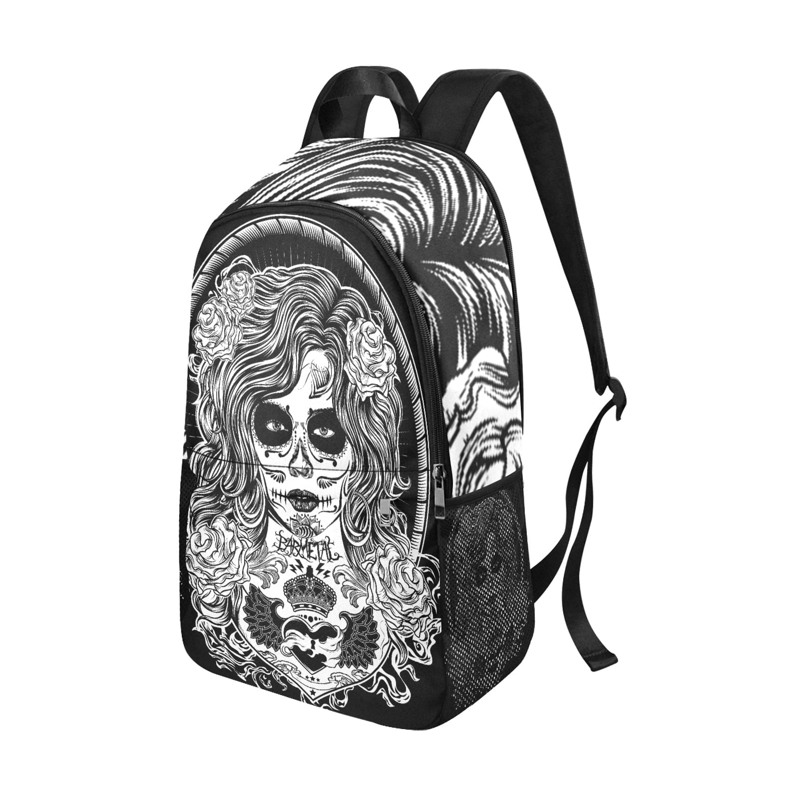 backpack-secret-key-black-white-tattoo-art Secret Key Black White Tattoo Art Backpack Side