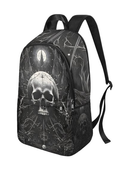 Black Skull Art Backpack Side