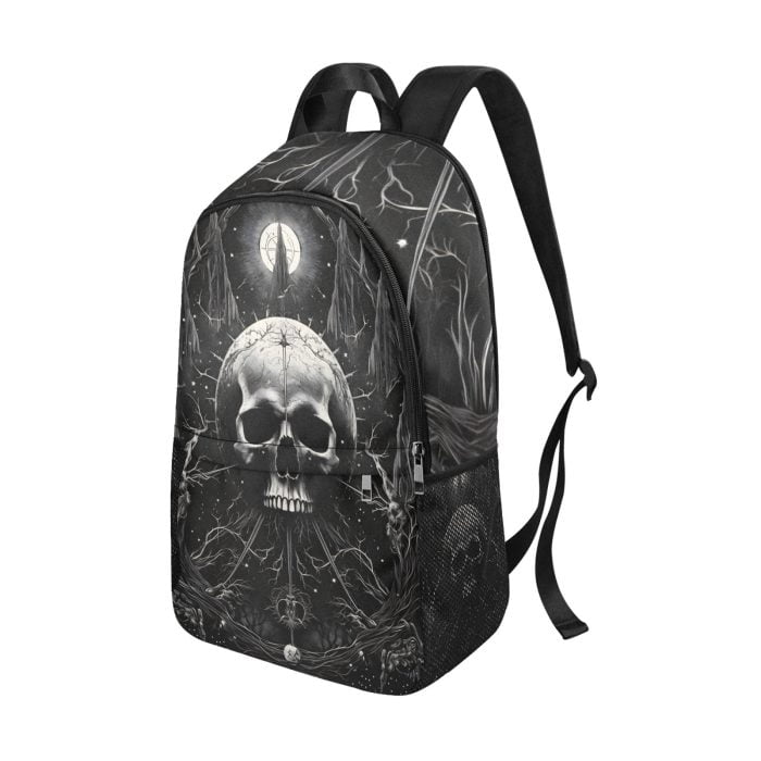 Black Skull Art Backpack Side