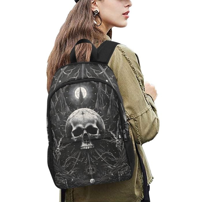 Black Skull Art Backpack Woman