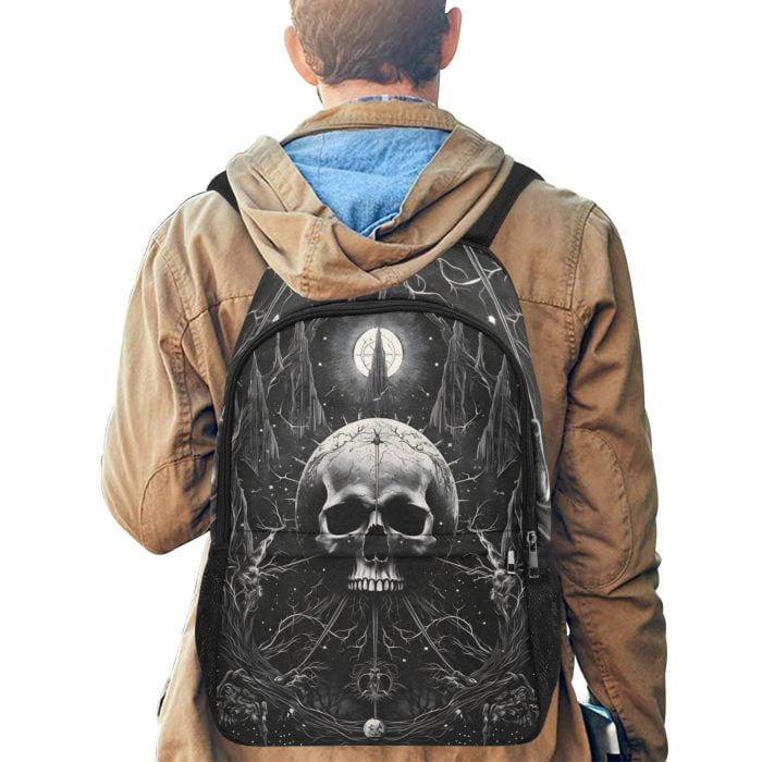 Black Skull Art Backpack Men