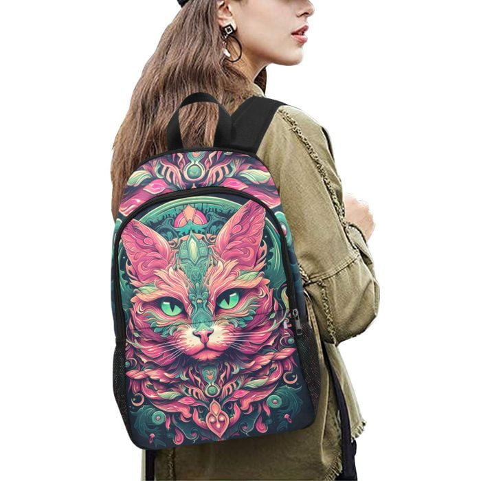 Pink Steampunk Cat Backpack Woman