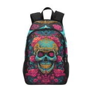 Blue Sugarskull Flowers Tattoo Art Backpack