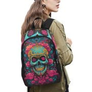 Blue Sugarskull Flowers Tattoo Art Backpack