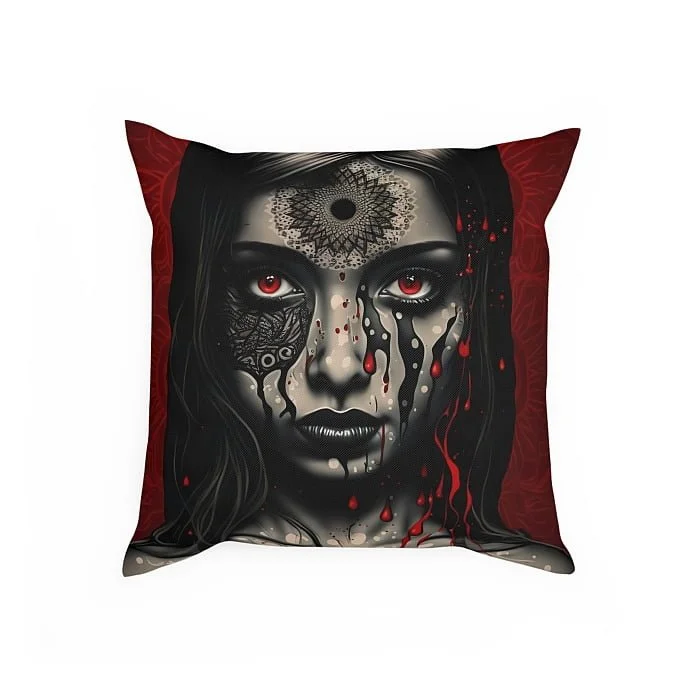 Pillow Dark Art Mandala Woman Front