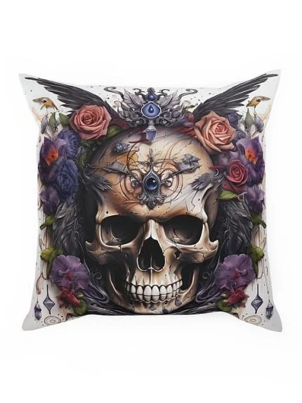 Pillow Flower Power Skull Front