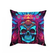 Pillow Neon Lights Native Skull Front